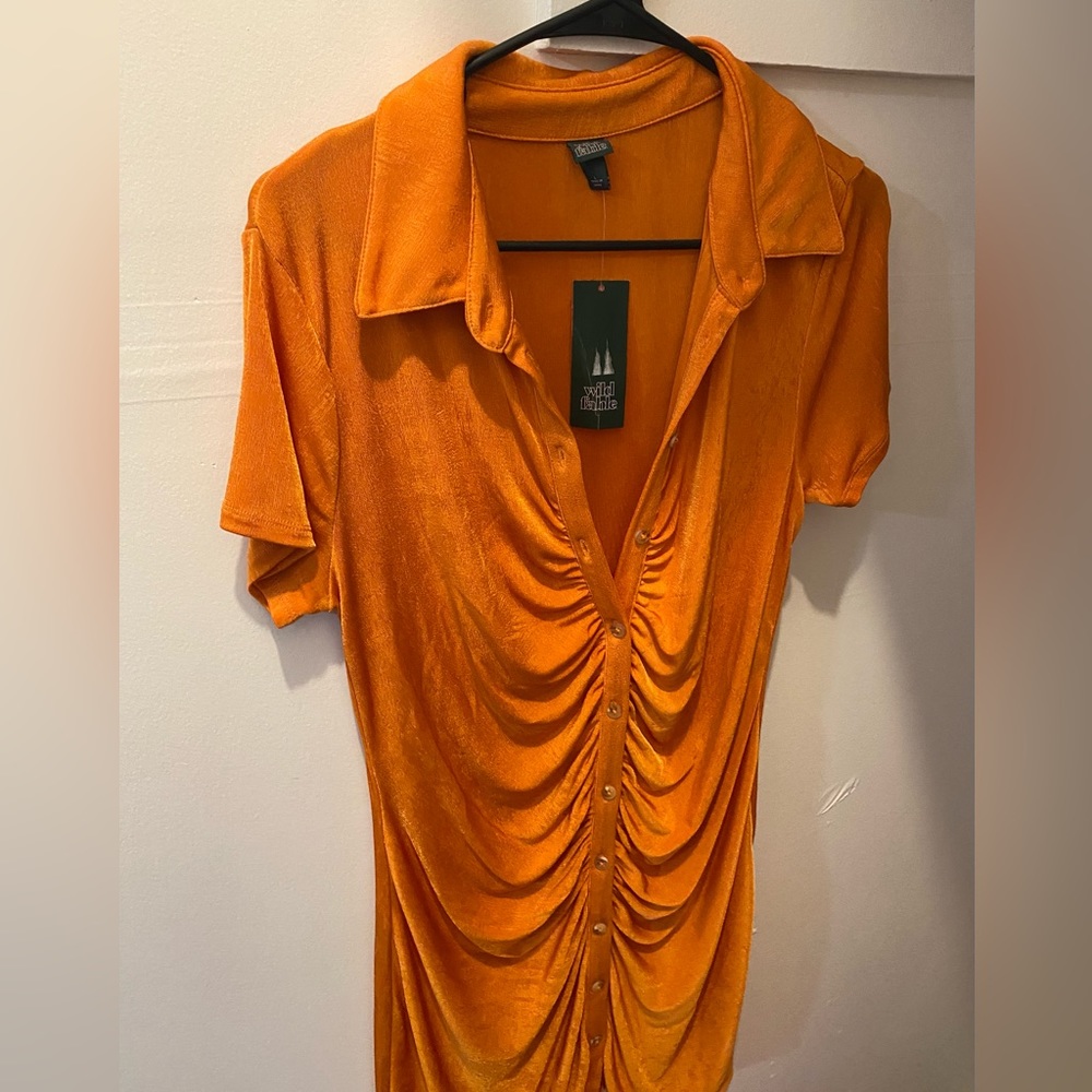 NWT orange button down dress L